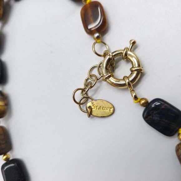 Stauer Polished Tigers Eye Necklace With Gold Accents 20 Inches - Picture 5 of 6
